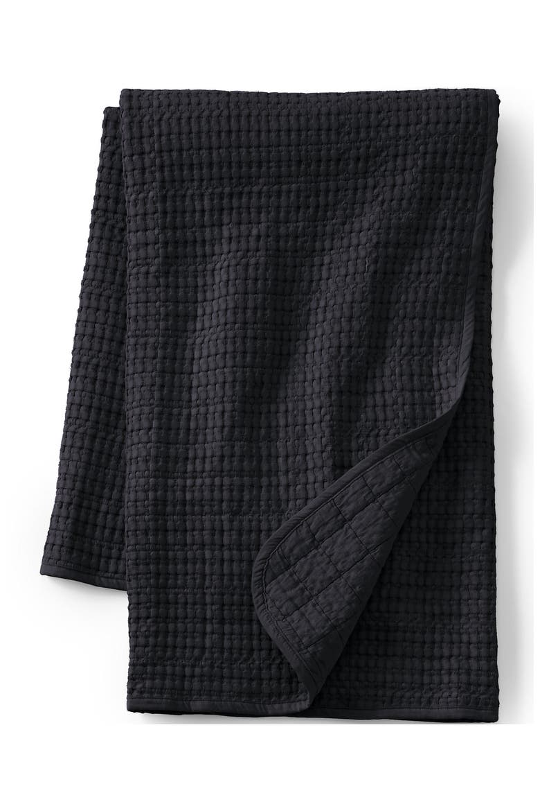 Waffle Weave Throw Blanket, Main, color, Black Slate