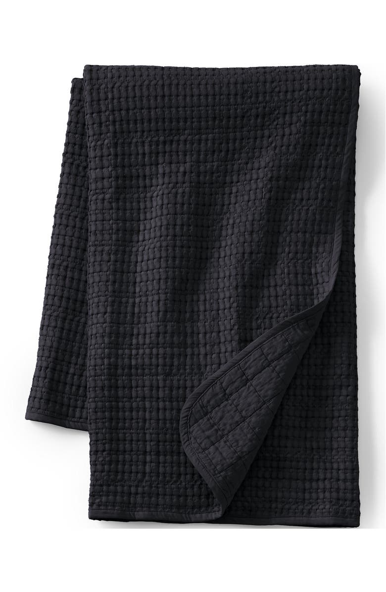 Lands' End Waffle Weave Throw Blanket, Main, color, Black Slate