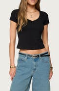 EDIKTED Katerina Henley Crop Top