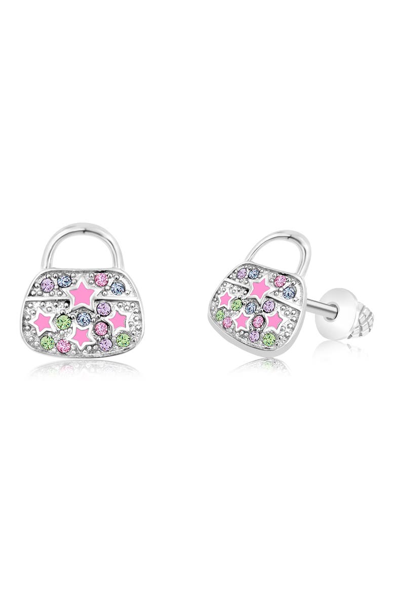 Kids' Purse Crystal Purse Stud Earrings, Main, color, RHODIUM MULTI