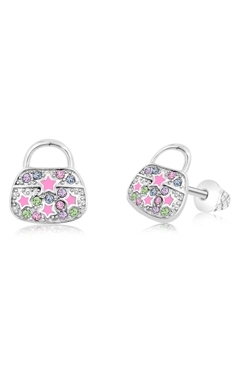 Chanteur Kids' Purse Crystal Purse Stud Earrings, Main, color, Rhodium Multi