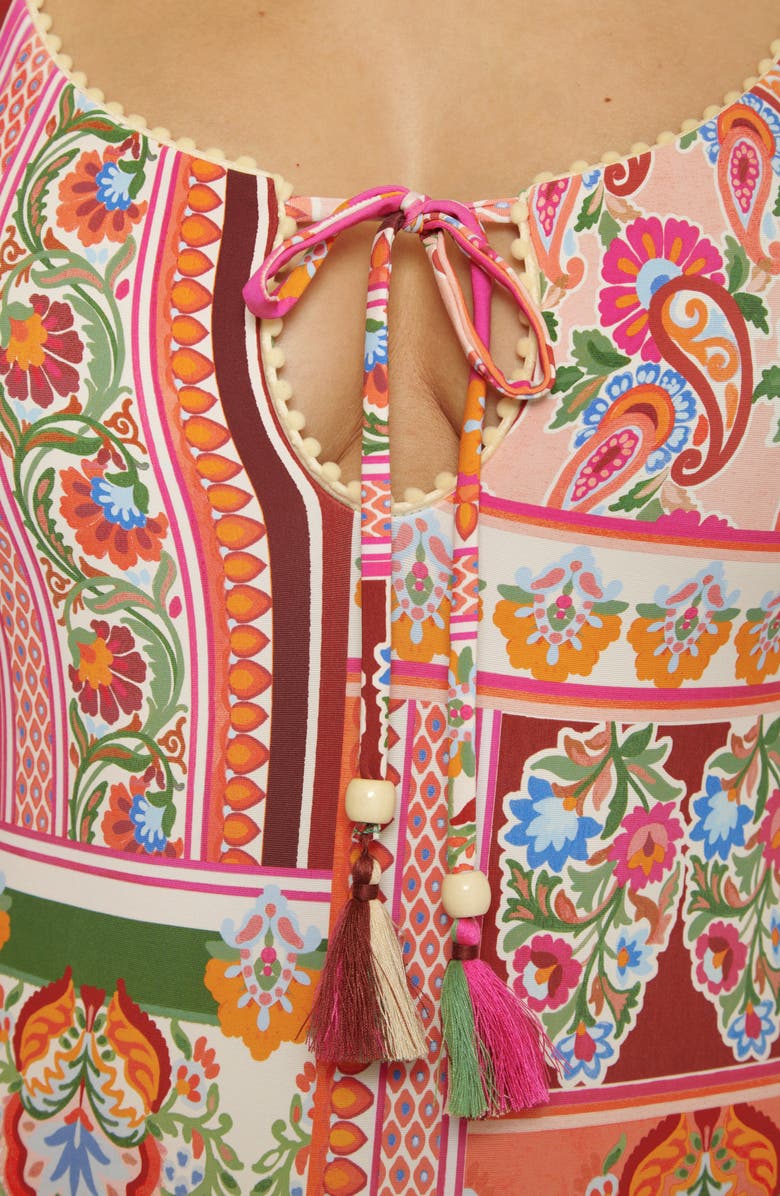 Lucky Brand Verona Tile Print One-Piece Swimsuit, Alternate, color, Pink Multi