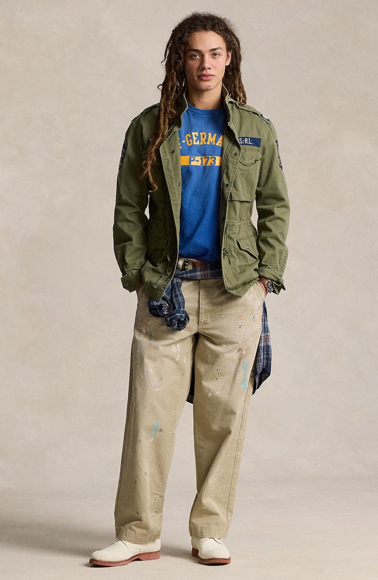 Polo Ralph Lauren Paint Spatter Cotton Twill Khaki Pants, Alternate, color, Montaukett