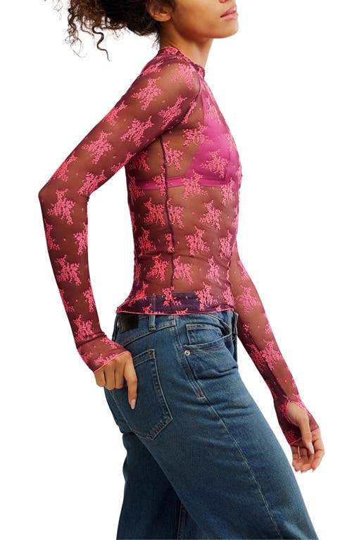Free People Two-tone Lady Lux Sheer Mesh Top In Pink