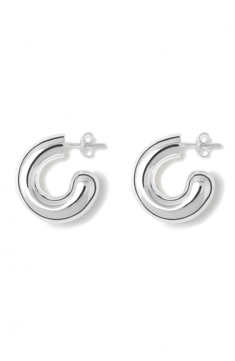 Lié Studio Rose Hoop Earrings, Main, color, Silver