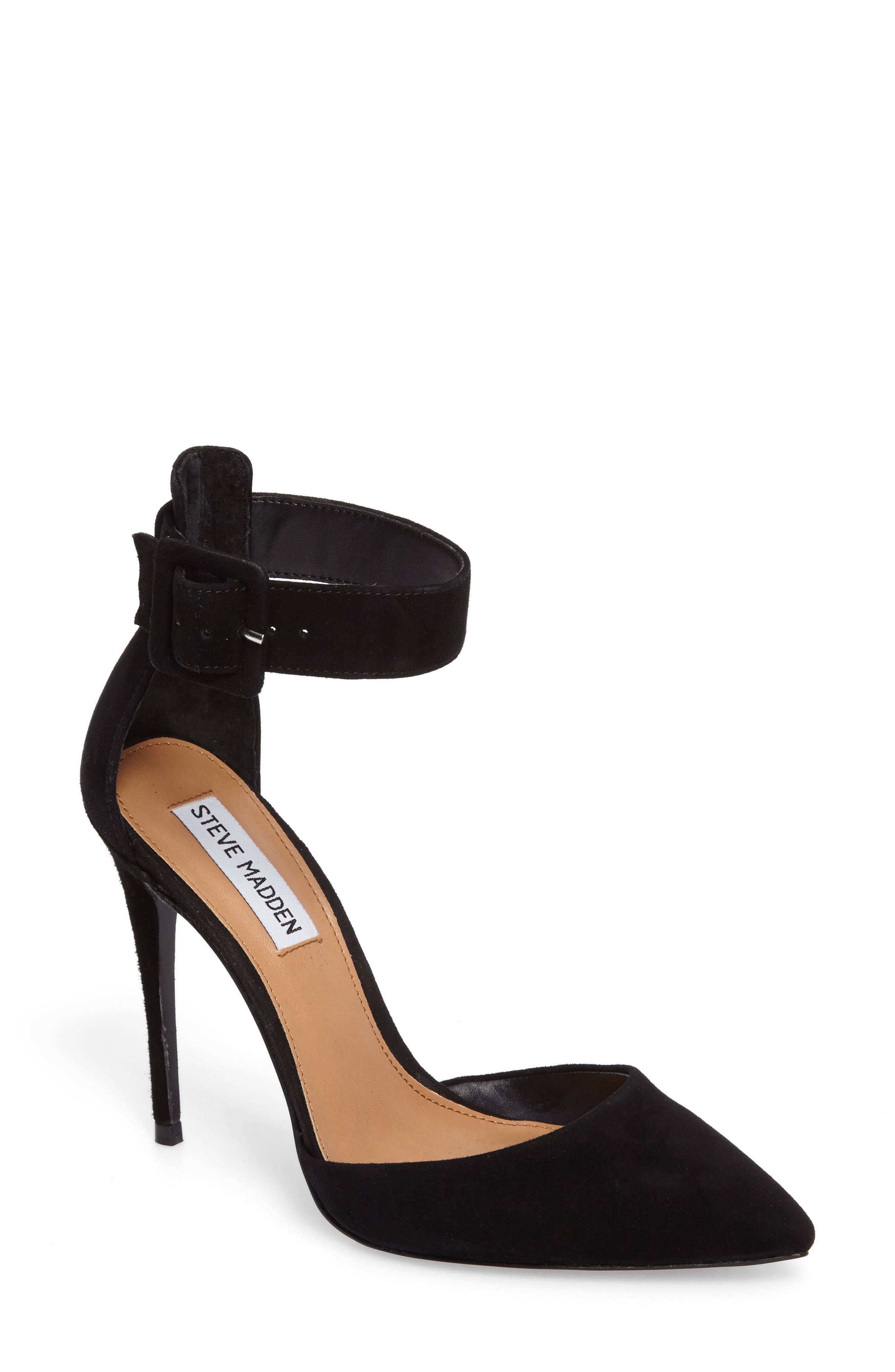 Desire Ankle Strap Pump, Main, color, BLACK SUEDE