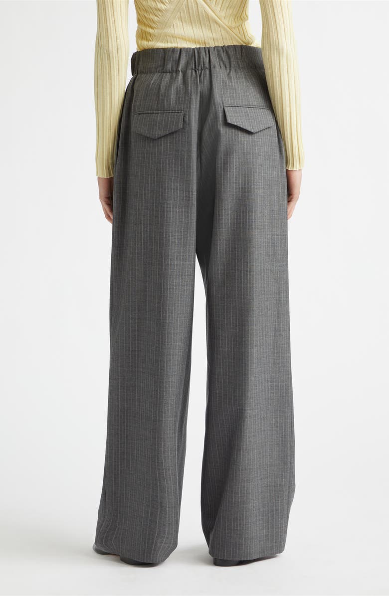 Jil Sander Pleated Pinstripe Elastic Waist Wool Wide Leg Pants, Alternate, color, Koala
