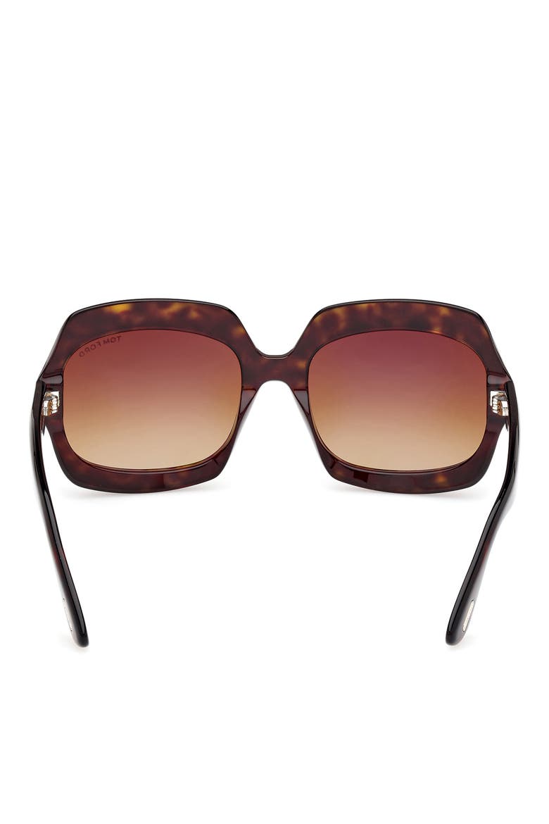 Ren 60mm Geometric Sunglasses, Alternate, color, DARK HAVANA / GRADIENT BROWN