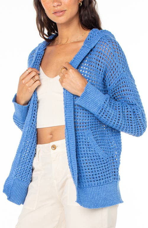 Roxy Thea Open Stitch Cotton Hoodie Cardigan In Riviera Solid