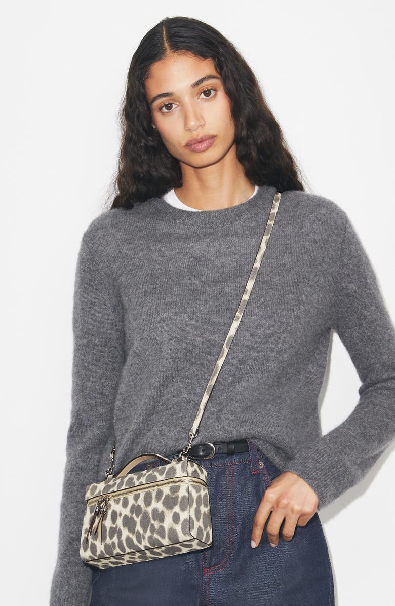 Tory Burch Romy Suede Slim Top Handle Bag, Alternate, color, Cheetah Spots