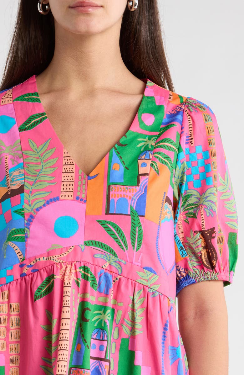 SUGARLIPS Lanus City Jerome Cotton Babydoll Dress, Alternate, color, Fuchsia-Multi