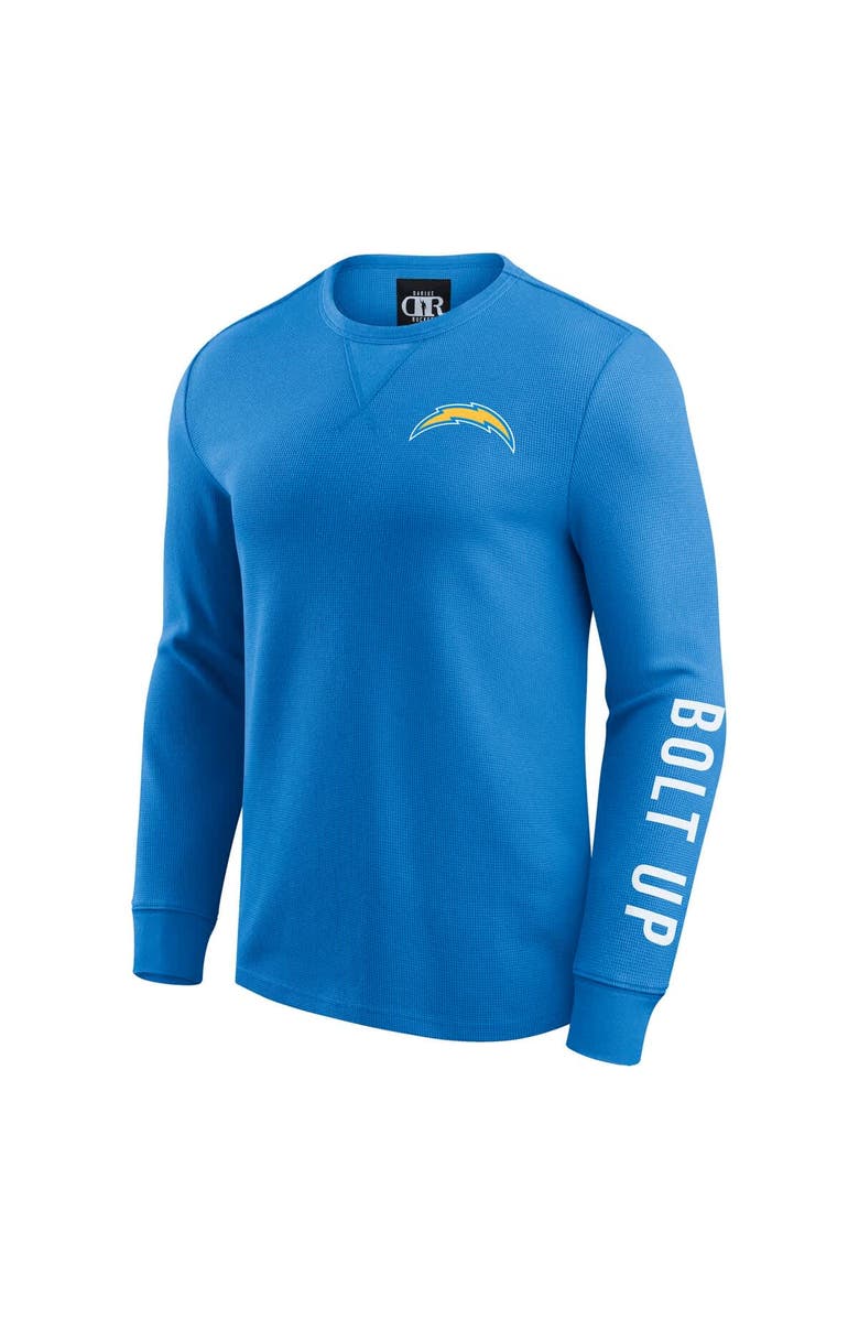 Darius Rucker Collection by Fanatics Men's Darius Rucker Collection by Fanatics Powder Blue Los Angeles Chargers Washed Waffle-Knit Long Sleeve T-Shirt, Alternate, color, Powder Blue