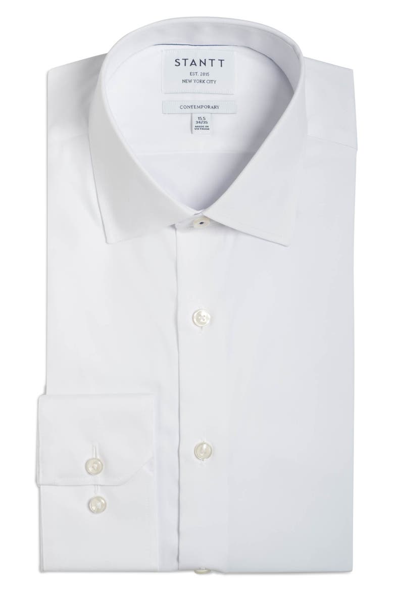Contemporary Fit Performance Twill Dress Shirt, Main, color, WHITE