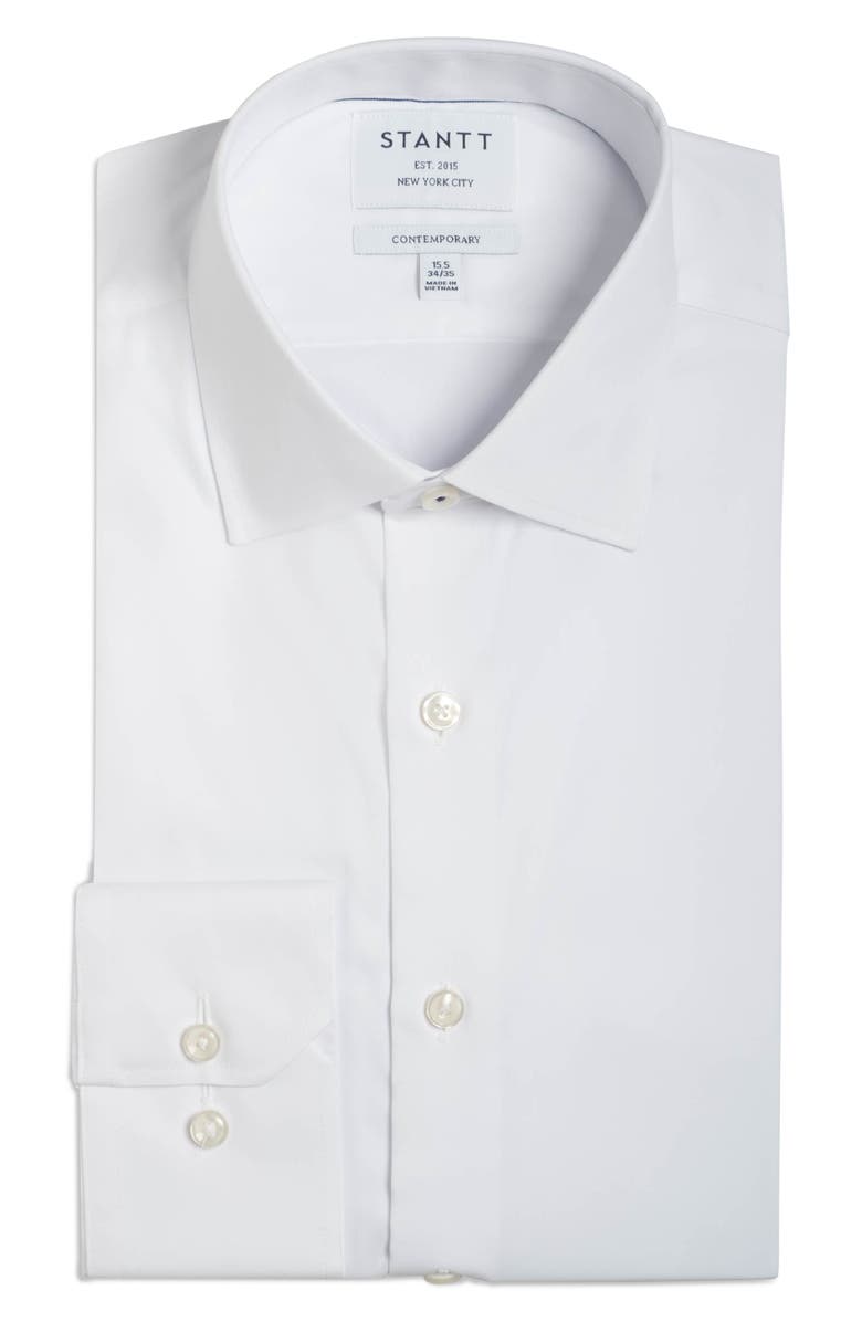 Stantt Contemporary Fit Performance Twill Dress Shirt, Main, color, White