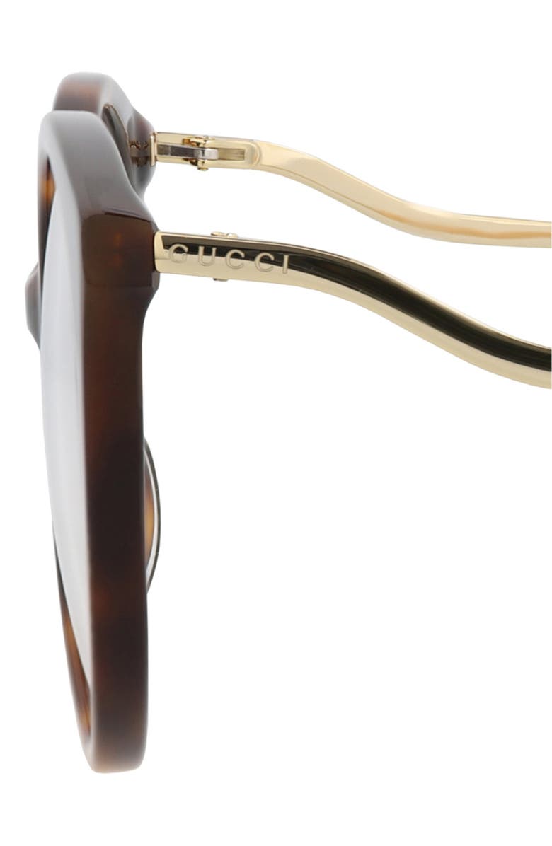 Gucci 52mm Round Optical Glasses, Alternate, color, Havana Gold Transparent