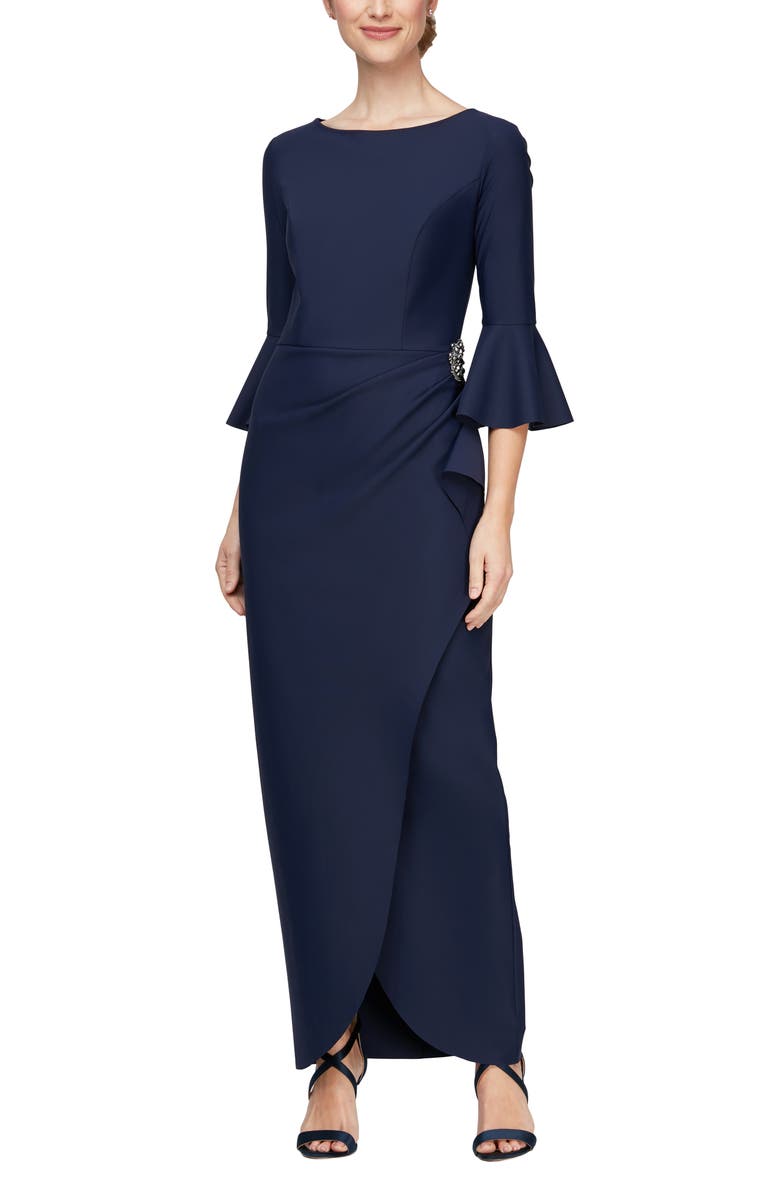 Alex Evenings Long Sheath Dress, Main, color, 