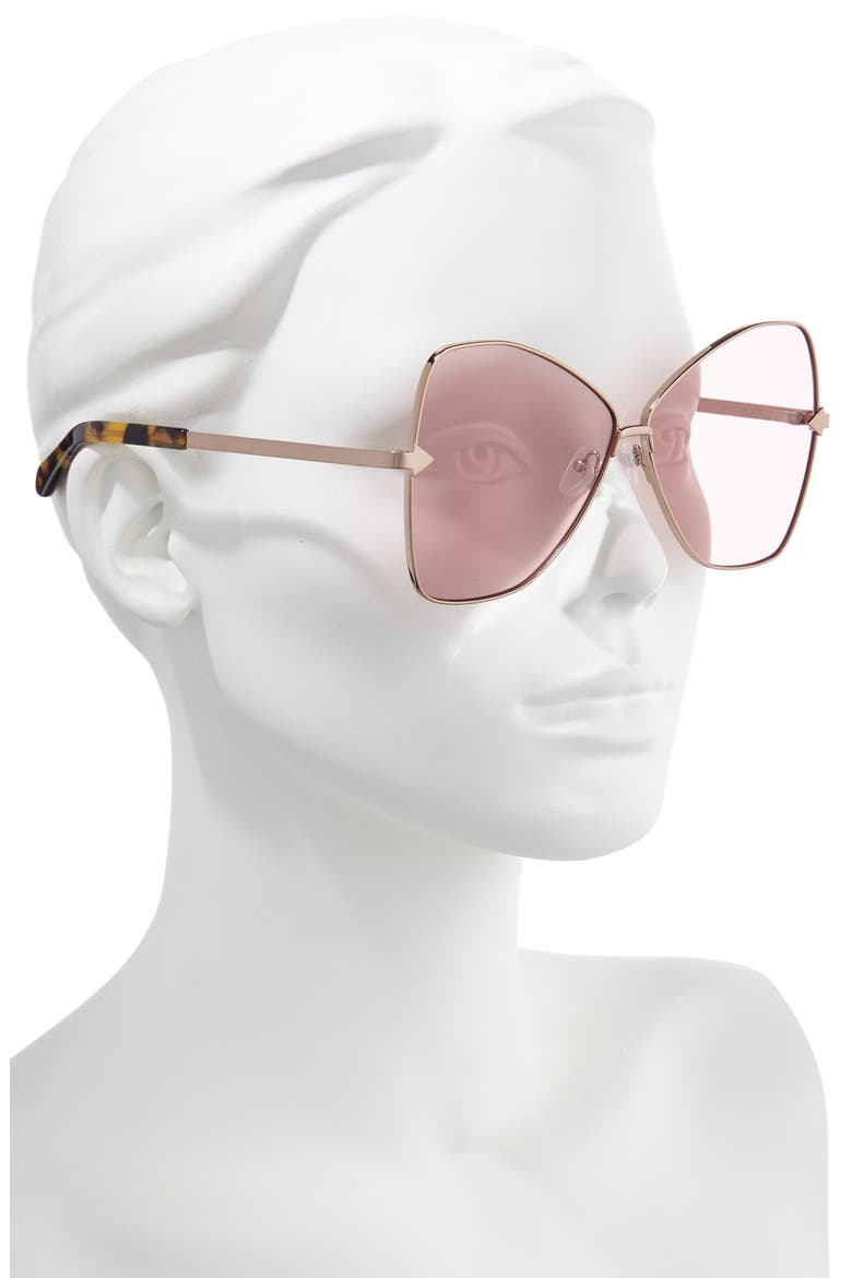 Queen 60mm Butterfly Sunglasses, Alternate, color, GOLD/ BLUSH
