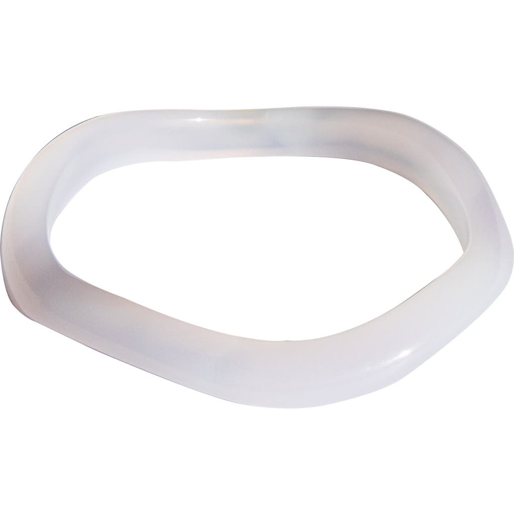 Seree Wave Skinny Round Jade Stone Bangle In White