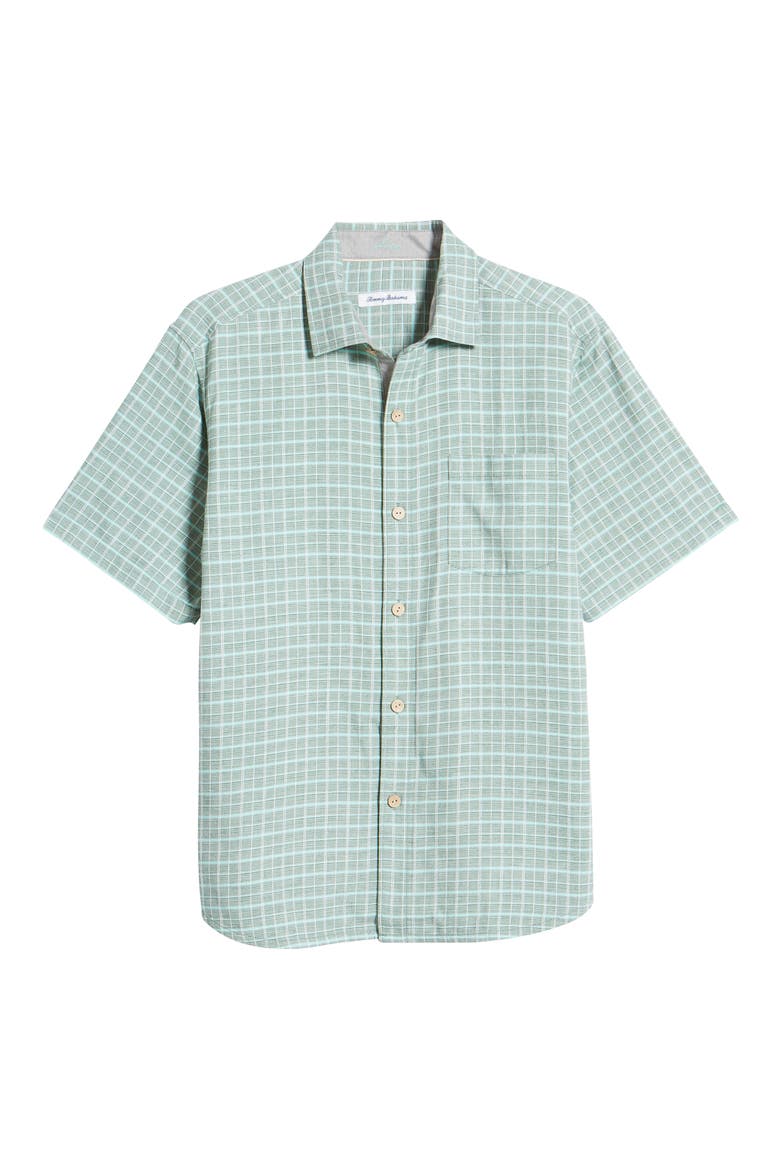 Men's Check It Out Short Sleeve Button-Up Silk Shirt, Alternate, color, SEA TURTLE GREEN