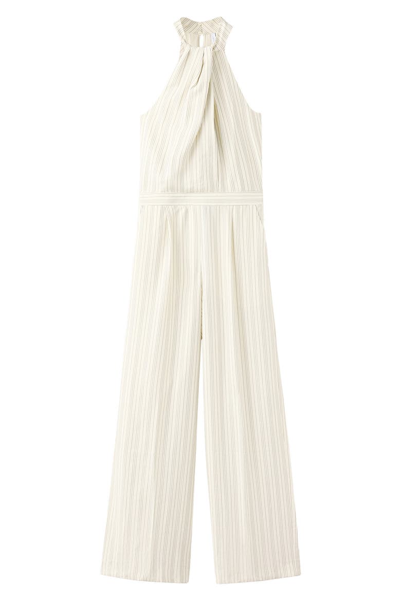 Striped Halter Wide Leg Jumpsuit, Alternate, color, ECRU