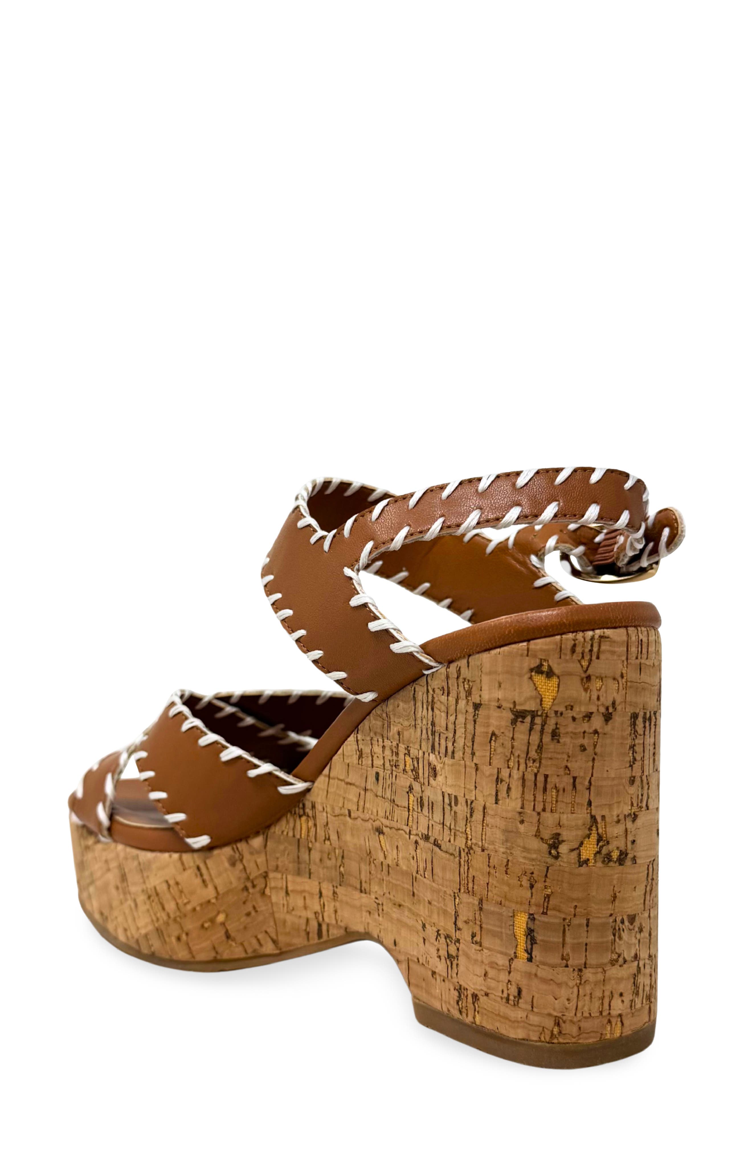 SHUSHOP Jada Ankle Strap Platform Wedge Sandal, Alternate, color, Camel