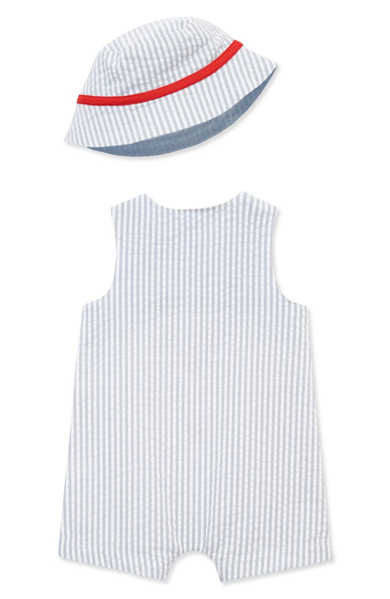 Little Me Baseball Sleeveless Romper & Hat, Alternate, color, Grey