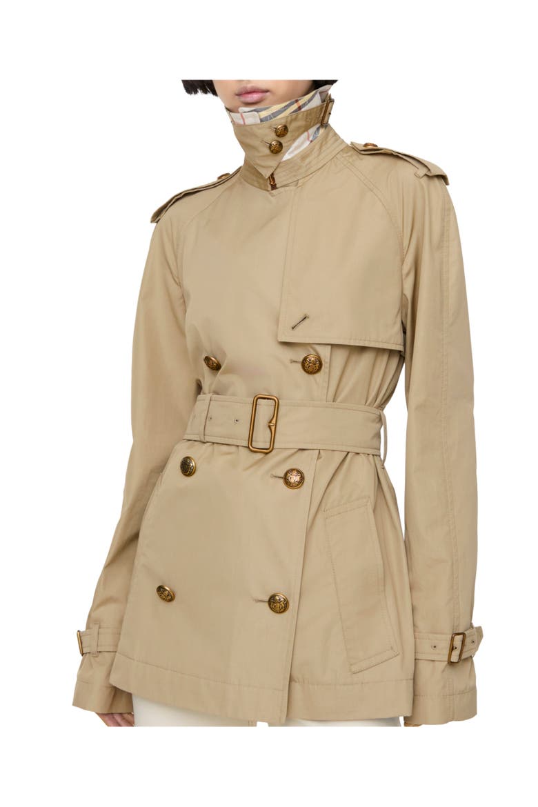 Short Lightweight Cotton Belgravia Trench Coat, Alternate, color, Sparrow beige