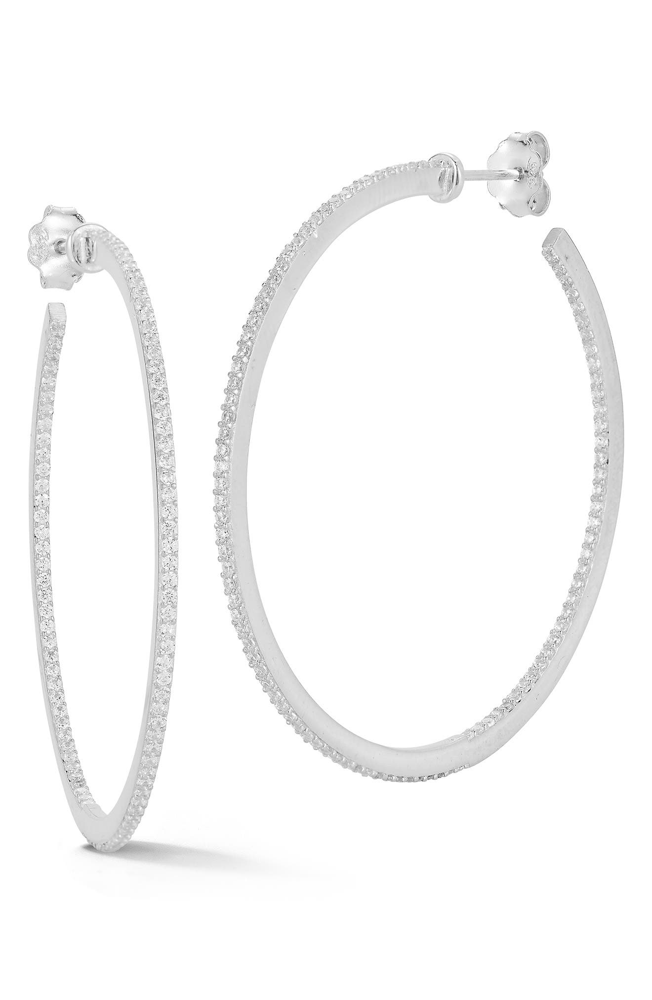 1.75-Inch Cubic Zirconia Hoop Earrings