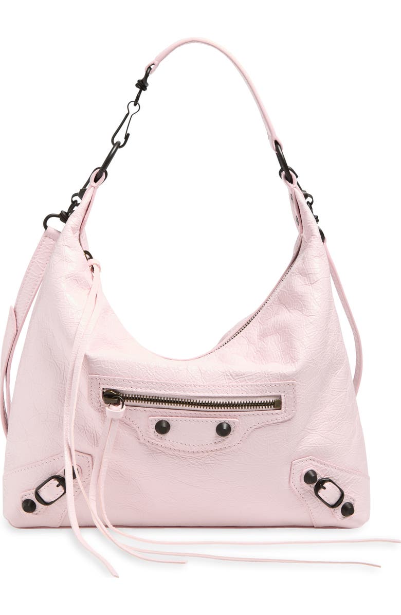 Balenciaga Small Le City Crinkle Leather Hobo Bag, Main, color, 5723 Petal Pink