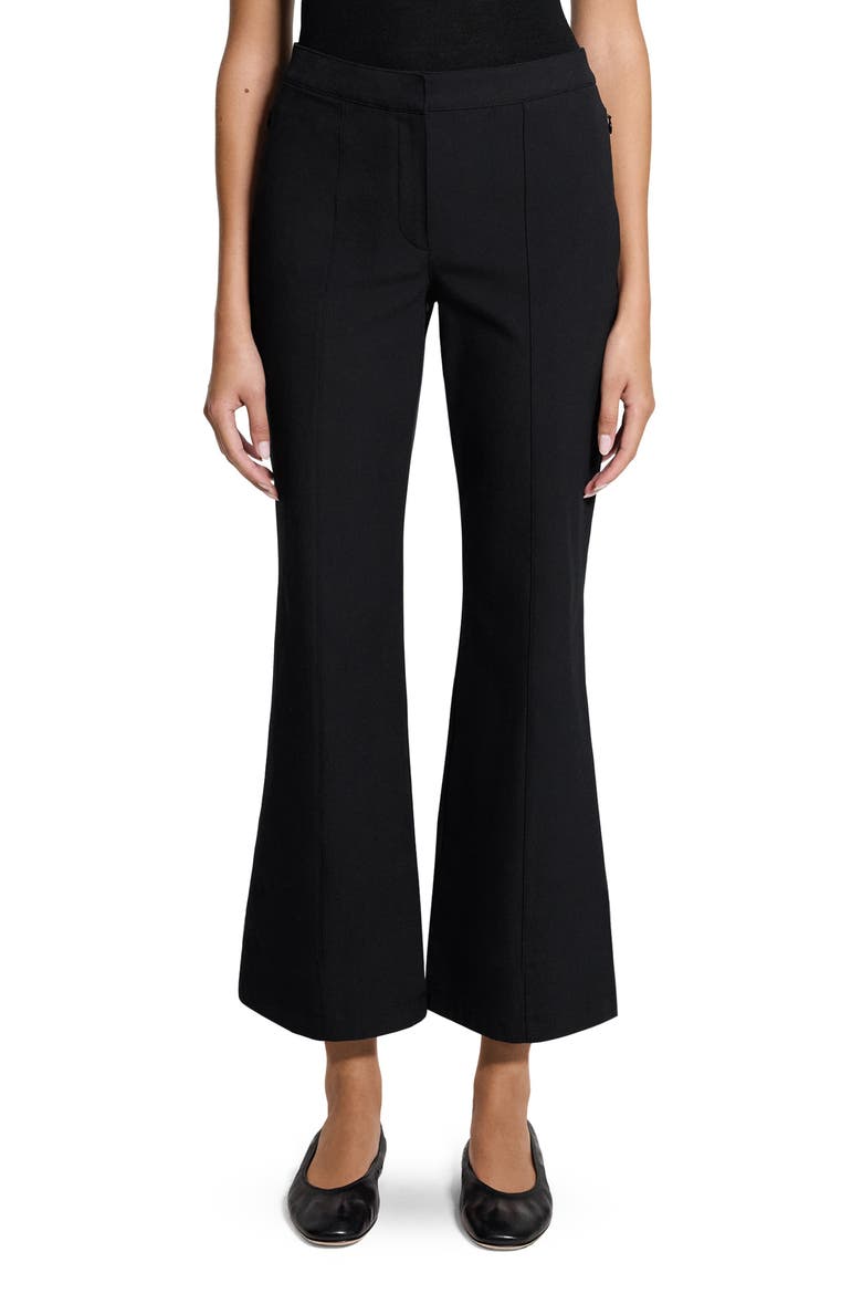 Pintuck Cotton Blend Kick Flare Pants, Main, color, BLACK