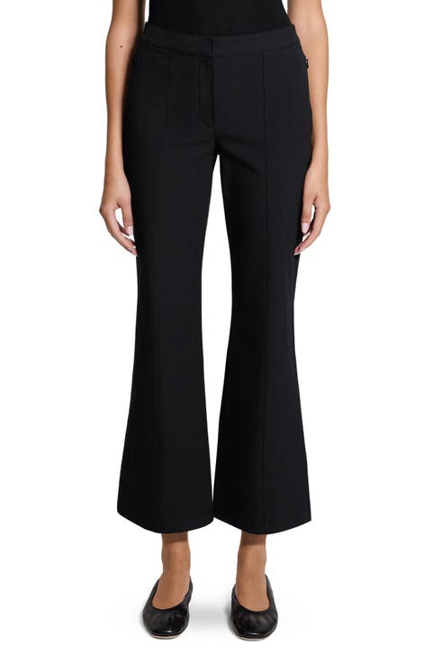 Pintuck Cotton Blend Kick Flare Pants