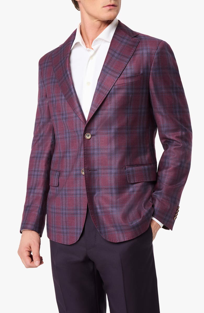 Zanella Treviso Red & Blue Plaid Wool Sport Coat, Main, color, Tuscan Red