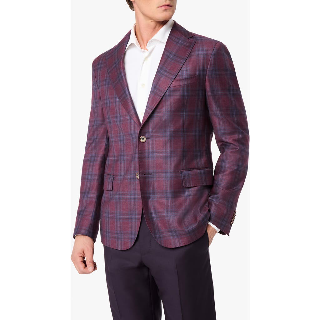 Zanella Treviso Red & Blue Plaid Wool Sport Coat In Pink