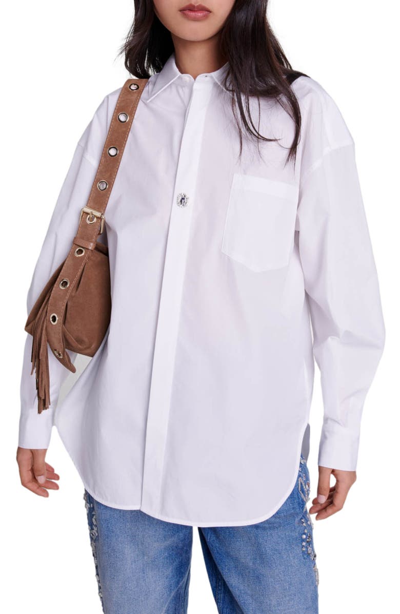 maje Oversized poplin shirt, Main, color, 