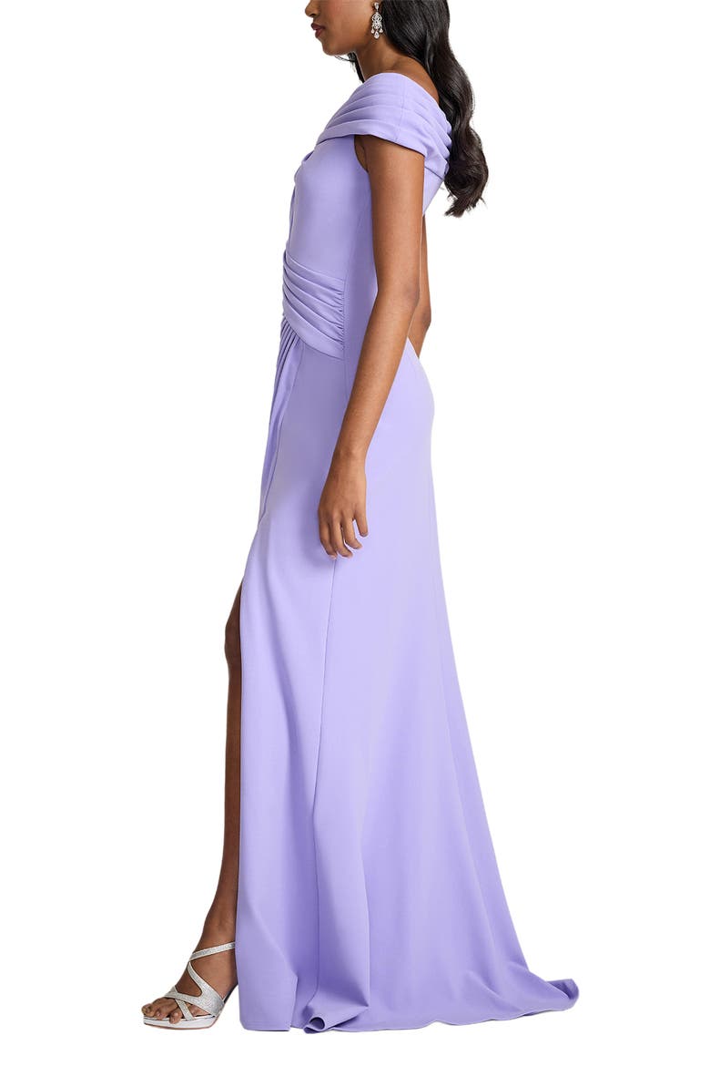 Off the Shoulder Crepe Column Gown, Alternate, color, LAVENDER MIST