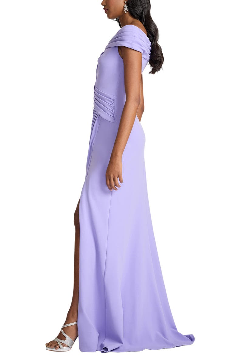 Tadashi Shoji Off the Shoulder Crepe Column Gown, Alternate, color, Lavender Mist