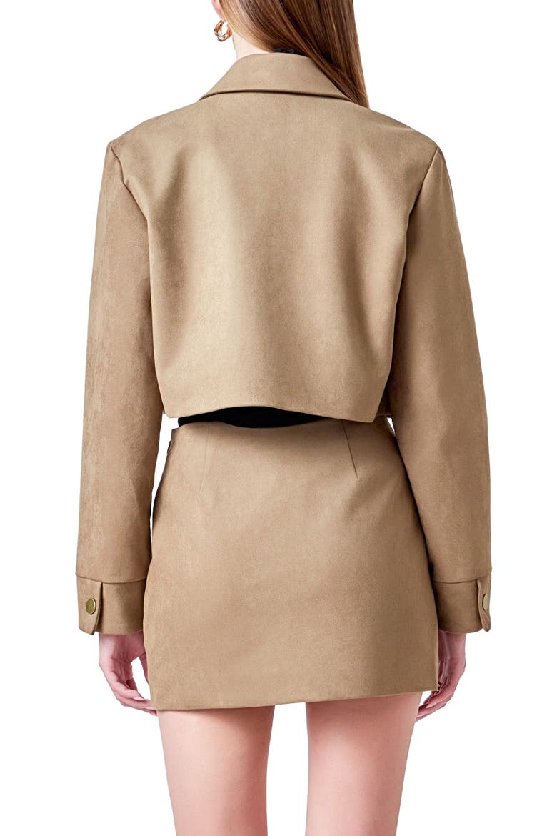 Faux Suede Crop Jacket, Alternate, color, OLIVE