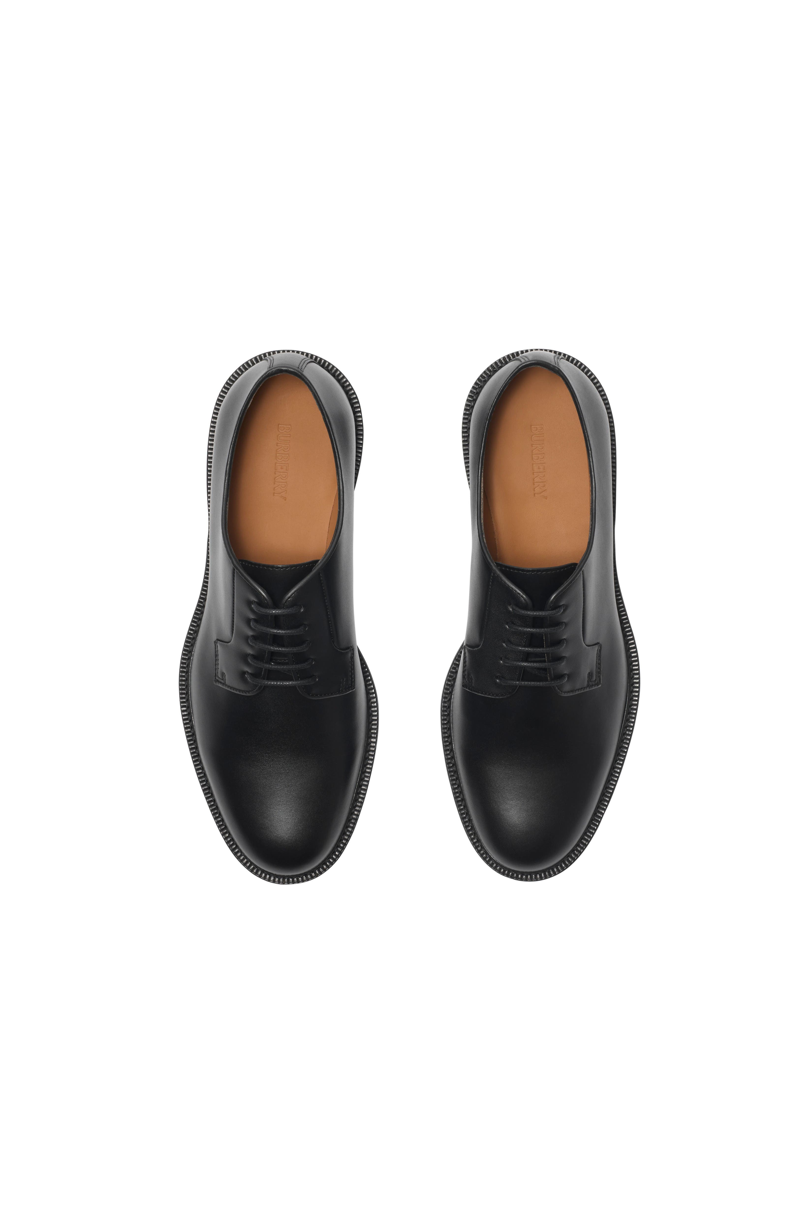Burberry Leather Manor Derby Shoes, Alternate, color, Black
