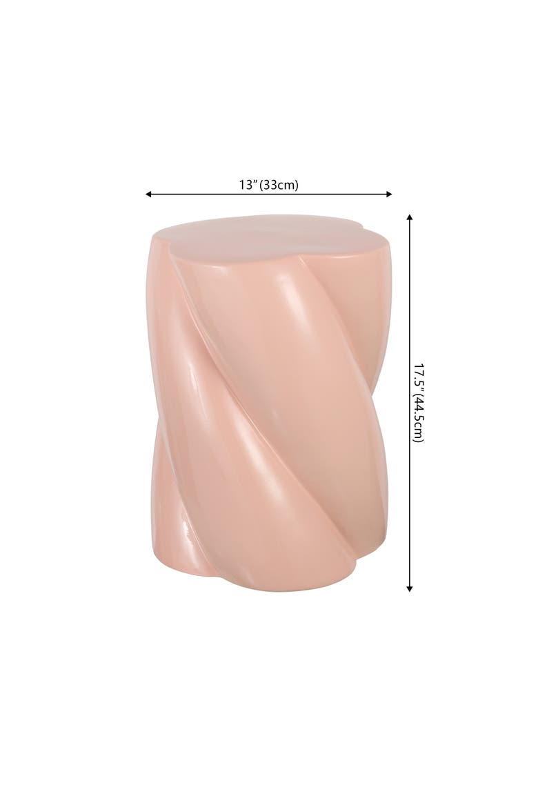 Yves Modern Glossy Ceramic Twisted Garden Stool - Indoor/Outdoor Accent Side Table, End Table, Patio Seat & Plant Stand, Alternate, color, Pink
