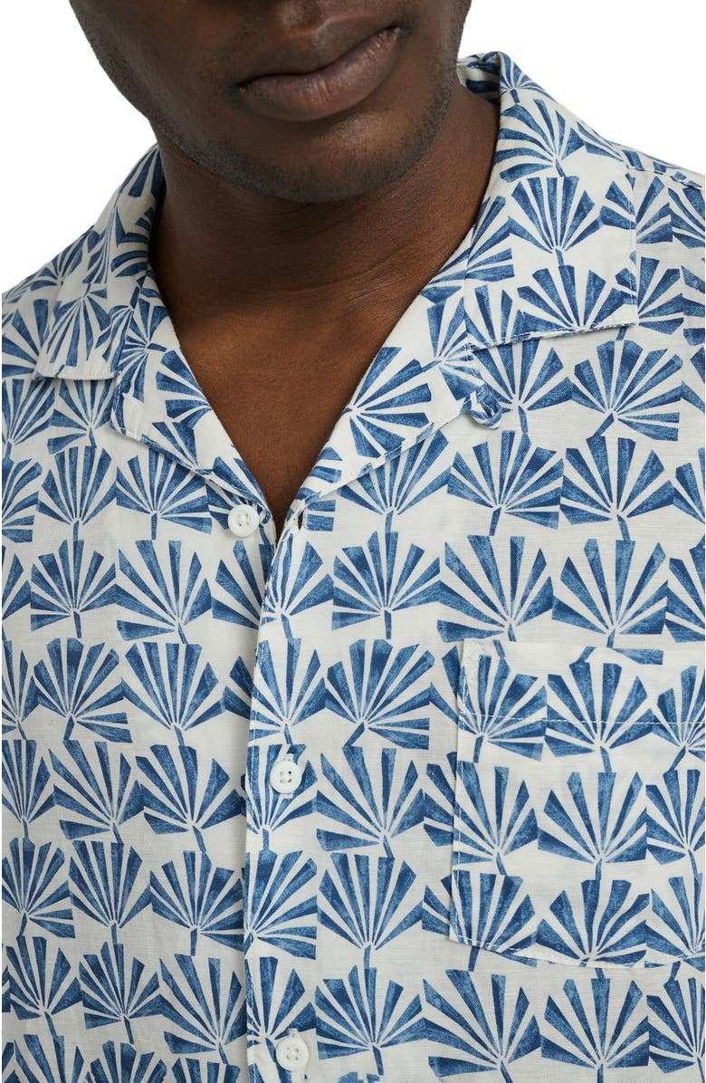 Onia Air Linen Vacation Shirt, Alternate, color, Dark Blue Multi