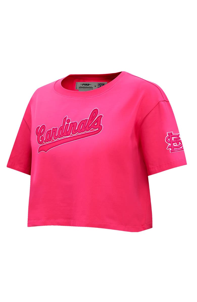 PRO STANDARD Women's Pro Standard Pink St. Louis Cardinals Triple Pink Boxy Cropped T-Shirt, Alternate, color, Pink