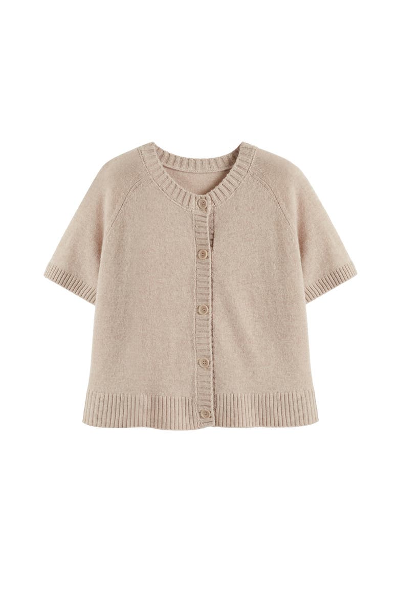 Chinti & Parker Lightweight Wool-Cashmere Button-Front Tee, Alternate, color, Soft Oat