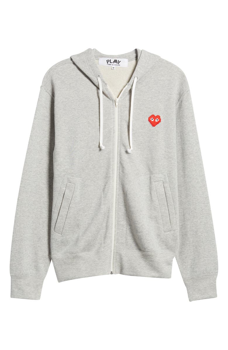 Comme des Garçons PLAY Pixel PLAY Appliqué Zip Hoodie, Alternate, color, 