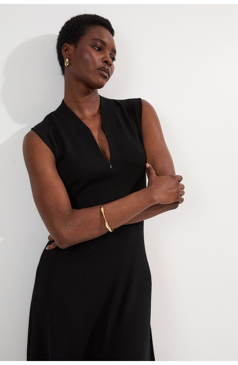 Karen Millen Petite Sleeveless Knitted Midi Dress, Alternate, color, Black