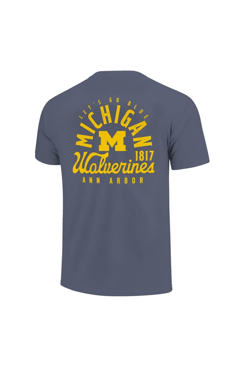 Youth Navy Michigan Wolverines Comfort Colors Mascot Overlay T-Shirt, Alternate, color, Navy