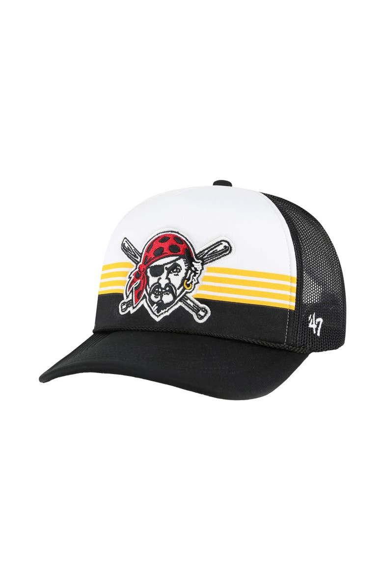 '47 Men's '47 Black Pittsburgh Pirates Lift Off Foam Front Mesh Trucker Adjustable Hat, Main, color, Black