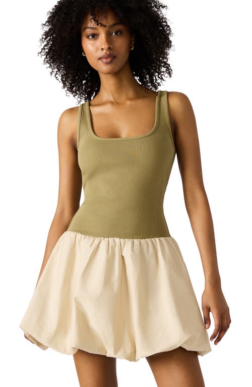 Steve Madden Linnea Mixed Media Bubble Hem Cotton Minidress