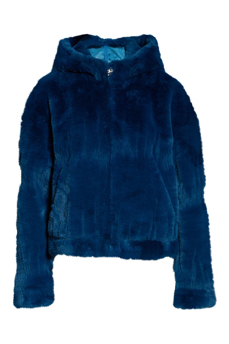 Mandy Faux Fur Hooded Jacket, Alternate, color, DEEP EMERALD