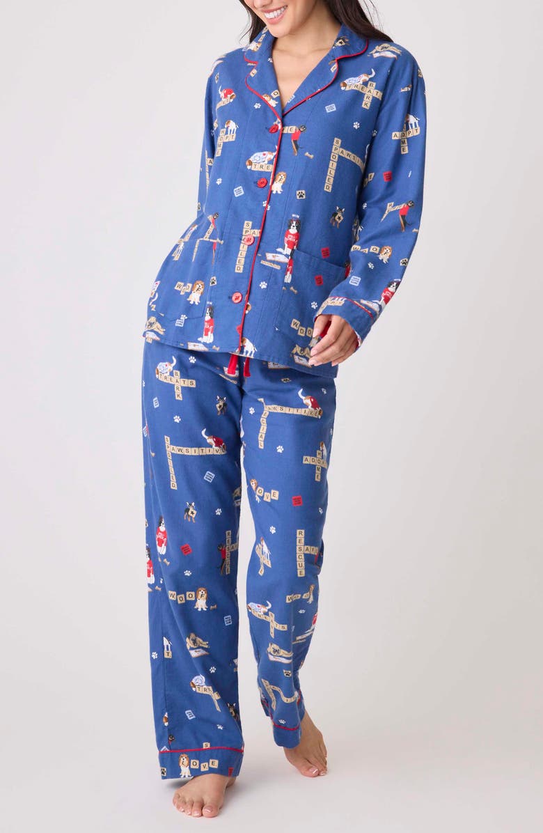 PJ Salvage Love Leo Rescue Cotton Flannel Pajamas, Main, color, 