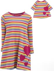 Leveret Girls Cotton Dress with Matching Doll Dress, Printed Design